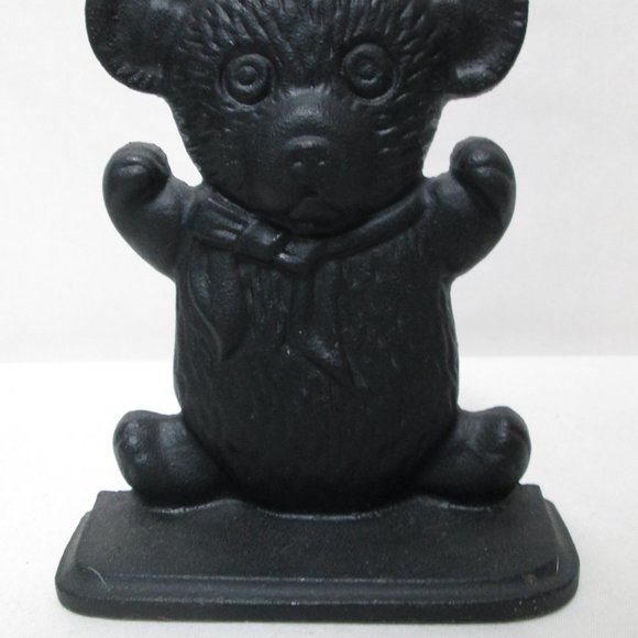 Cast Vintage Iron Teddy Bear Bookend Doorstop black 6.5 inches tall 2.7 pounds - Picture 3 of 11
